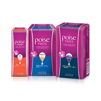 Poise absorbent pants for light incontinence and bladder leakage with a 'buy now' button and 'learn more' link